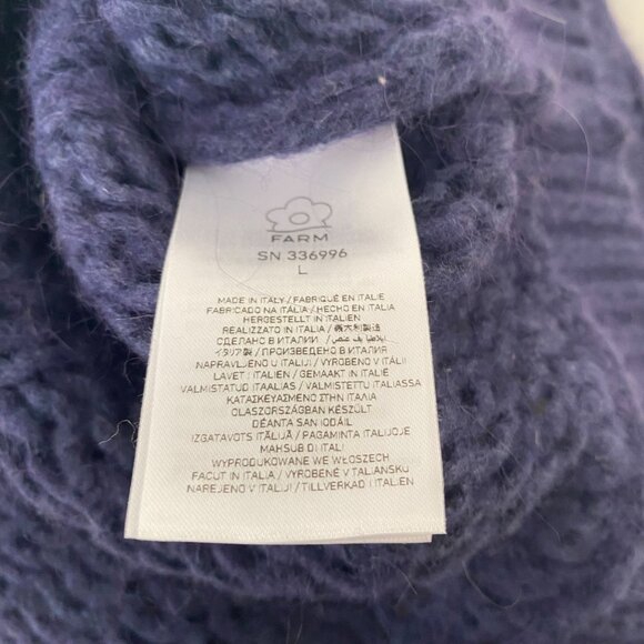 Farm Rio Cable Knit Sweater Wool Blend Blue - Picture 13 of 13